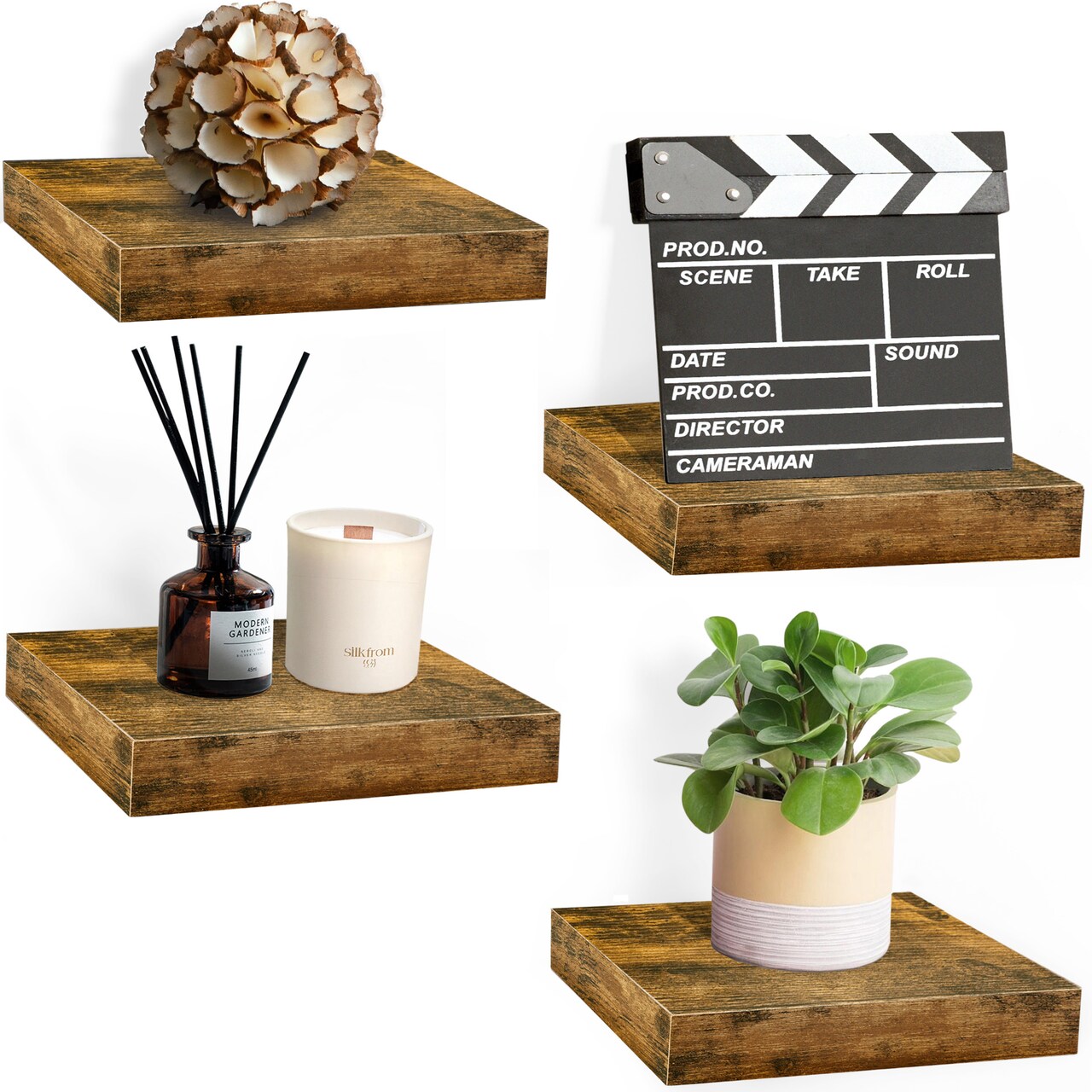 Sorbus 4 Pack 9" Floating Shelves, Wall Shelves for Bedroom, Kitchen, Living Room, Bathroom Shelves Over The Toilet